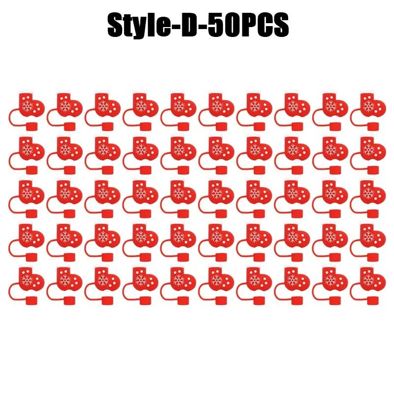 1-100PCSChristmasStraw DustCap 10mm Glass Straw Stopper Universal Water Bottle Reusable Cup Cover Accessories Holiday Party Gift