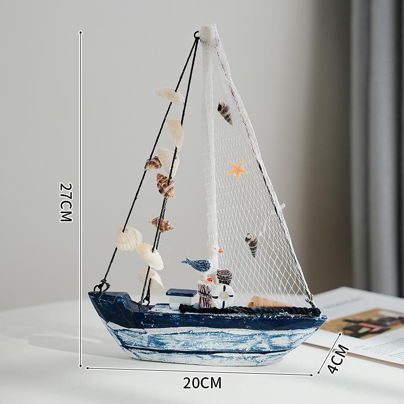 

Mediterranean-Style Wooden Sailboat Figurines - Small Decorative Handicraft Ornaments