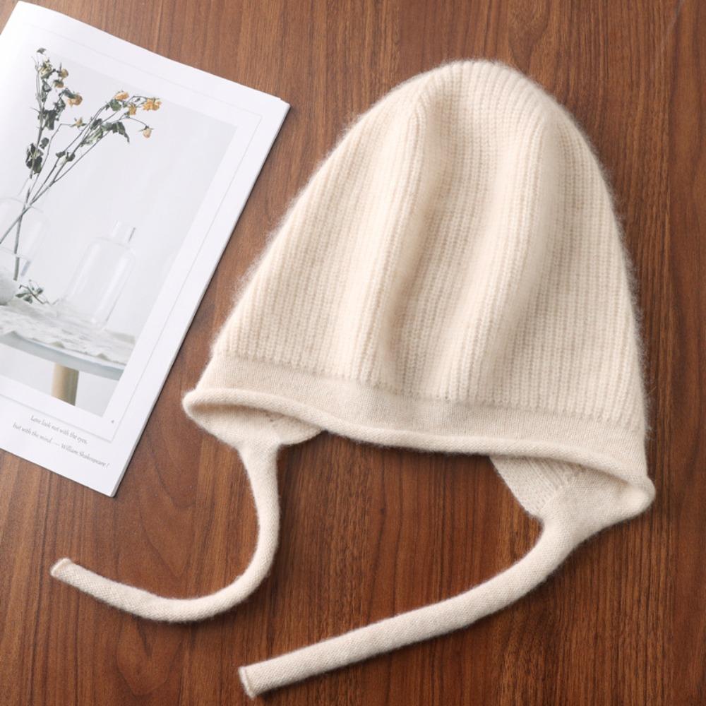 Casual Wool Women Knitted Hats Windproof Coldproof Knit Slouchy Beanie Ear Protection Comfy Stretch Winter Hat Keep Warm