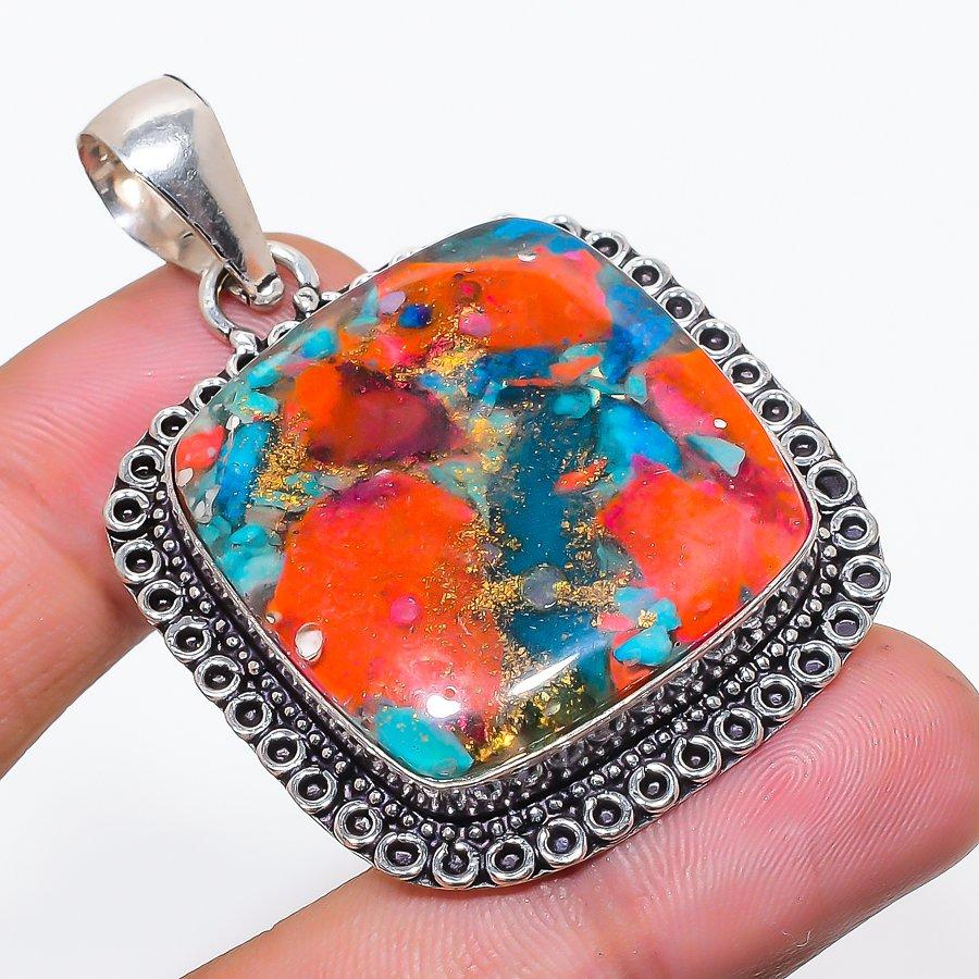 Natural Spiny Oyster Gemstone 925 Sterling Silver Jewelry Pendant 2.17 AP-14145