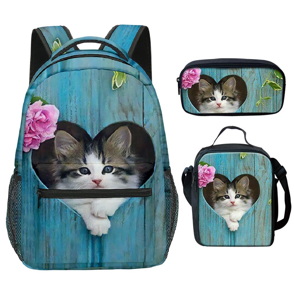 Tour à Pizza Traditionnelle Appréciée Motif 3D Set de 3 Pièces Cartables d'Écolier Sac à Dos pour Ordinateur Portable Sac Bandoulière Sac à Lunch Boîte à Crayons