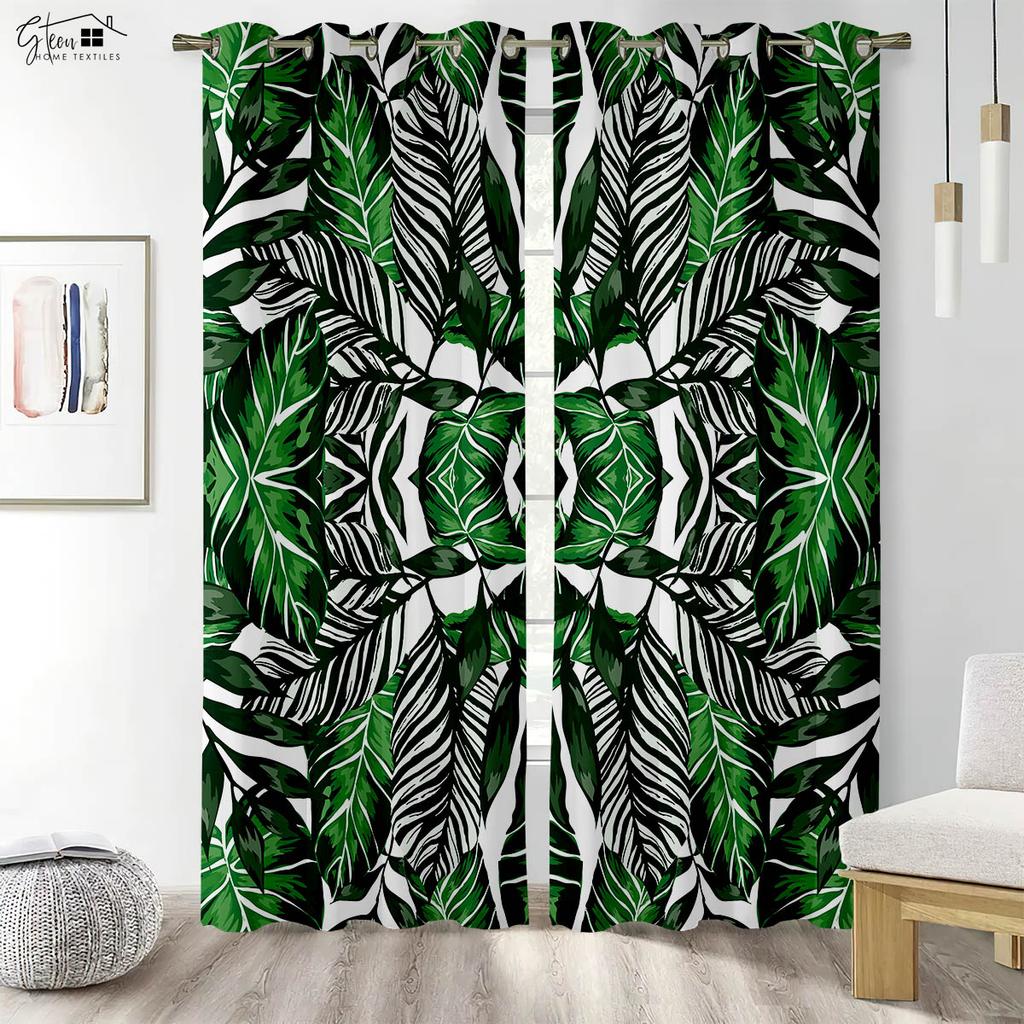 Tropical Rainforest Curtains Southeast Asia Banana Leaf Plant Forest Restaurant B&B Hotel Fresh And Simple Decorative Curtains