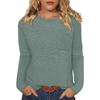 Women's Spring Autumn New Style Fashion Casual Versatile Pocket Long Sleeve T Shirt Solid Color Pullover Sweatshirt
