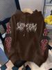 Dark Gothic letter print hooded sweater, the same street loose pullover for men and women