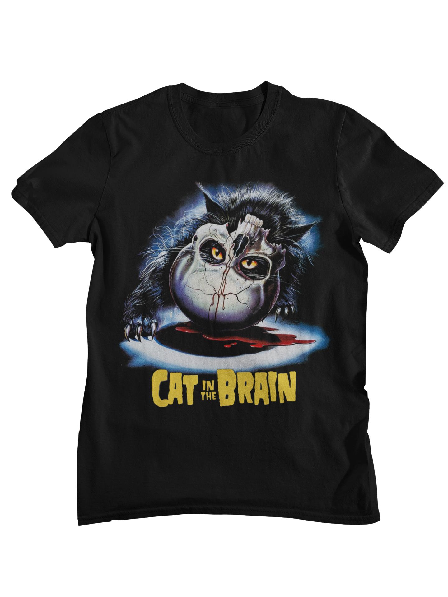 Cat In The Brain Retro Horror Movie Graphic TShirt Unisex Women Vintage s Cult Classic Cotton Casual Streetwear Tops M