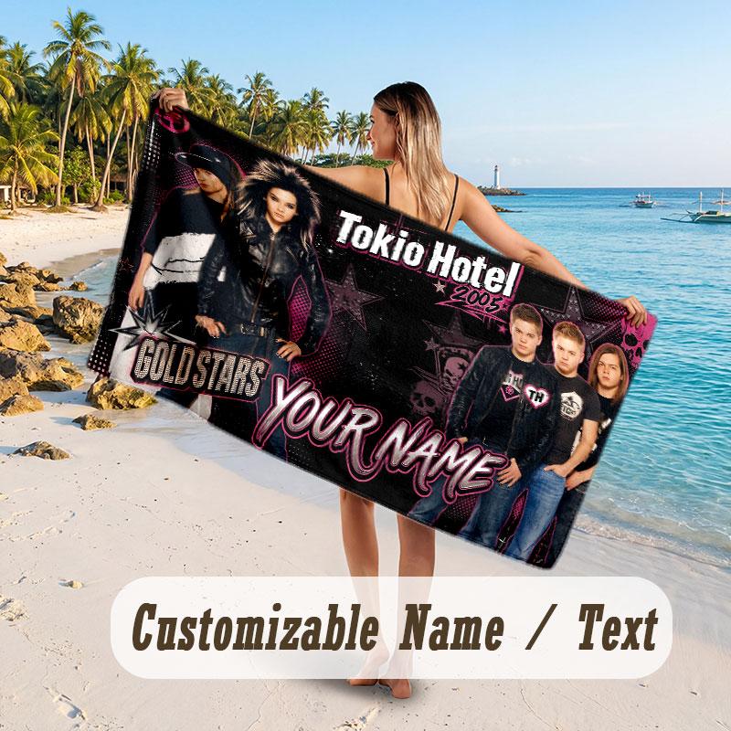 Custom Name Large Beach Towel,Tokio Hotel Quick Absorbent Towel For Outdoor Travel Poolside