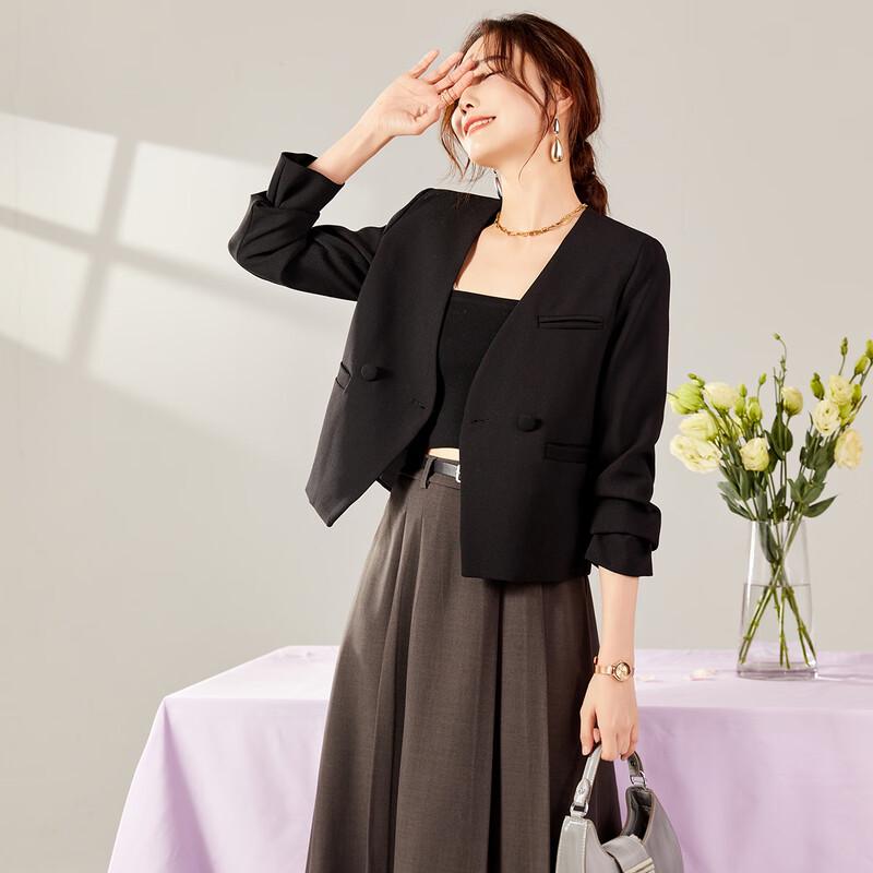 TERRE BLEUE Women's Stylish Loose Short Blazer