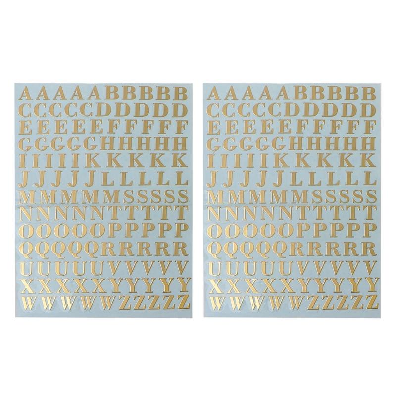 2Sheets Metal Digital Stickers 26 Letters Stickers DIY Decoration A-Z Stickers