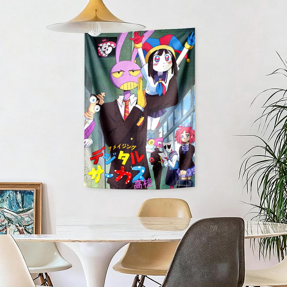 Digital Circus Wall Decor Tapestry Art For Pet Memorial Birthdaywedding Party Backdrop Family Gift