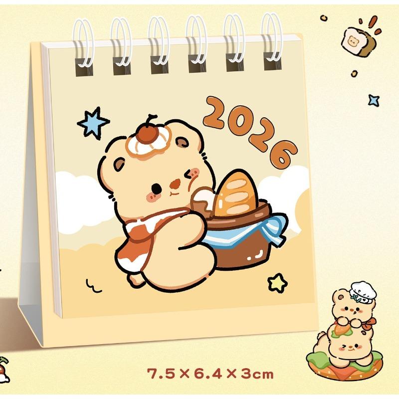 Kawaii Mini liten skrivebordskalender juli 2024 til desember 2025 Pocket Bærbar kartongkalender Punch Plan Kontor Skrivebordsdekorasjon