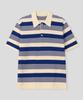 BLACK MOMENT Marine Stripe Oversized Collared Short Sleeve Knit [Black]