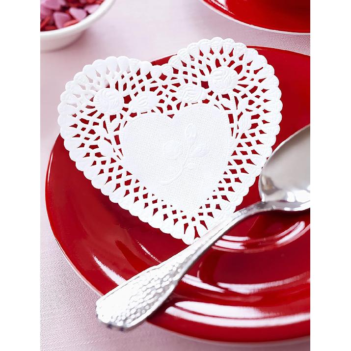 650PCS Paper Heart Doilies for Crafts - Valentines Day Decorations Red/Pink Lavender/White/Mint Blue Lace Cutouts, Wedding Valentine's Party Decor