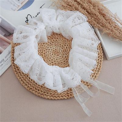 Dámský alžbětinský límec z tylu, šátek, maškarní kostým, vrstvený bílý květinový krajkový odnímatelný falešný límec, viktoriánský Halloween