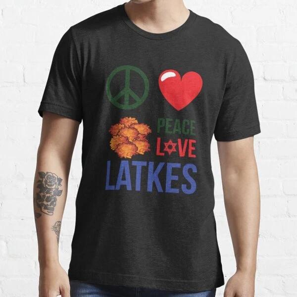 Peace Love Latkes Essential Christmas Gift Made in USA T-Shirt S-3XL M