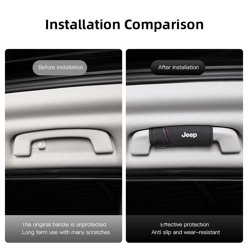 2Pcs Suede Handgrip Protect Casing Car Interior Accessories For Jeep Cherokee Compass Patriot Willys Liberty Rubicon Trail Hawk