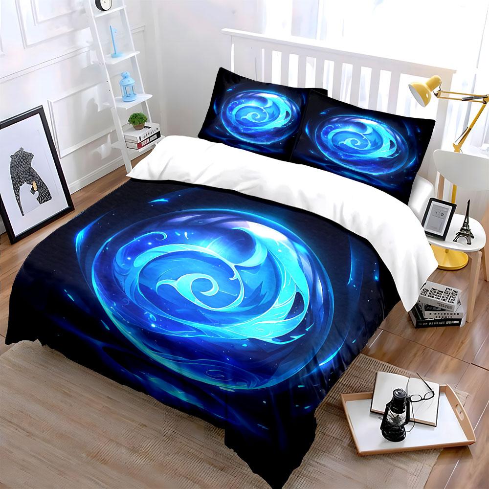 Abstract Blue Energy Sphere Decor Soft Comfortable Duvet Cover Bedding Set Included 1*Duvet Cover & 2*Pillowcases, Gift