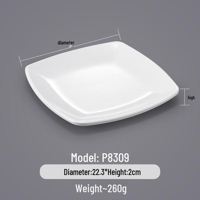 Белая коммерческая меламиновая квадратная тарелка