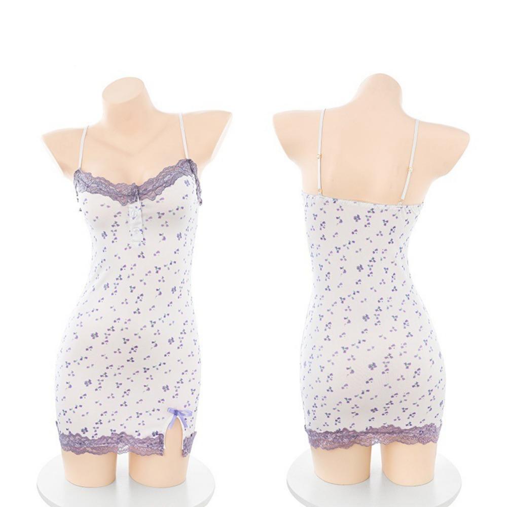 Sexy Lace Lace Ice Silk Women's Summer Pure Desire Wind Sexy Suspender Hip Skirt Mesh Edge Pure Desire Floral Skirt