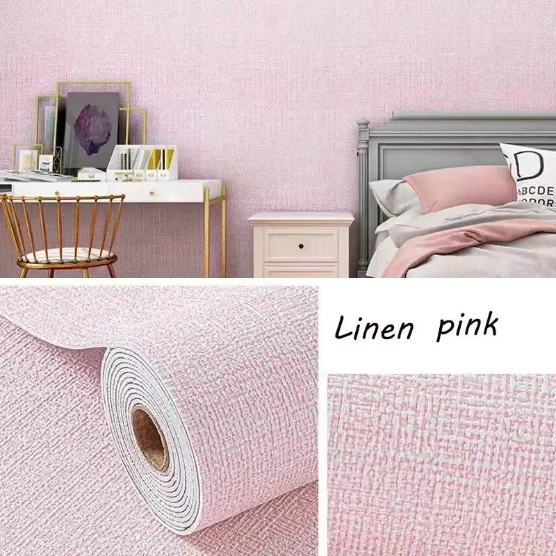 Linen Wallpaper Self-adhesive Waterproof Moisture-proof and Moldy Resistant 3D Wall Stickers Home Living Room Wall Decoration