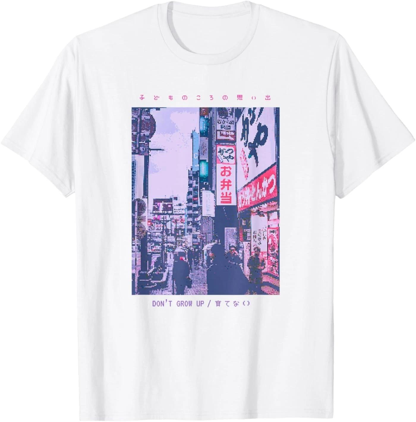 Japanese Streetwear Retro Vibes Aesthetic Tokyo Fashion Short Sleeve T-Shirt 4XL