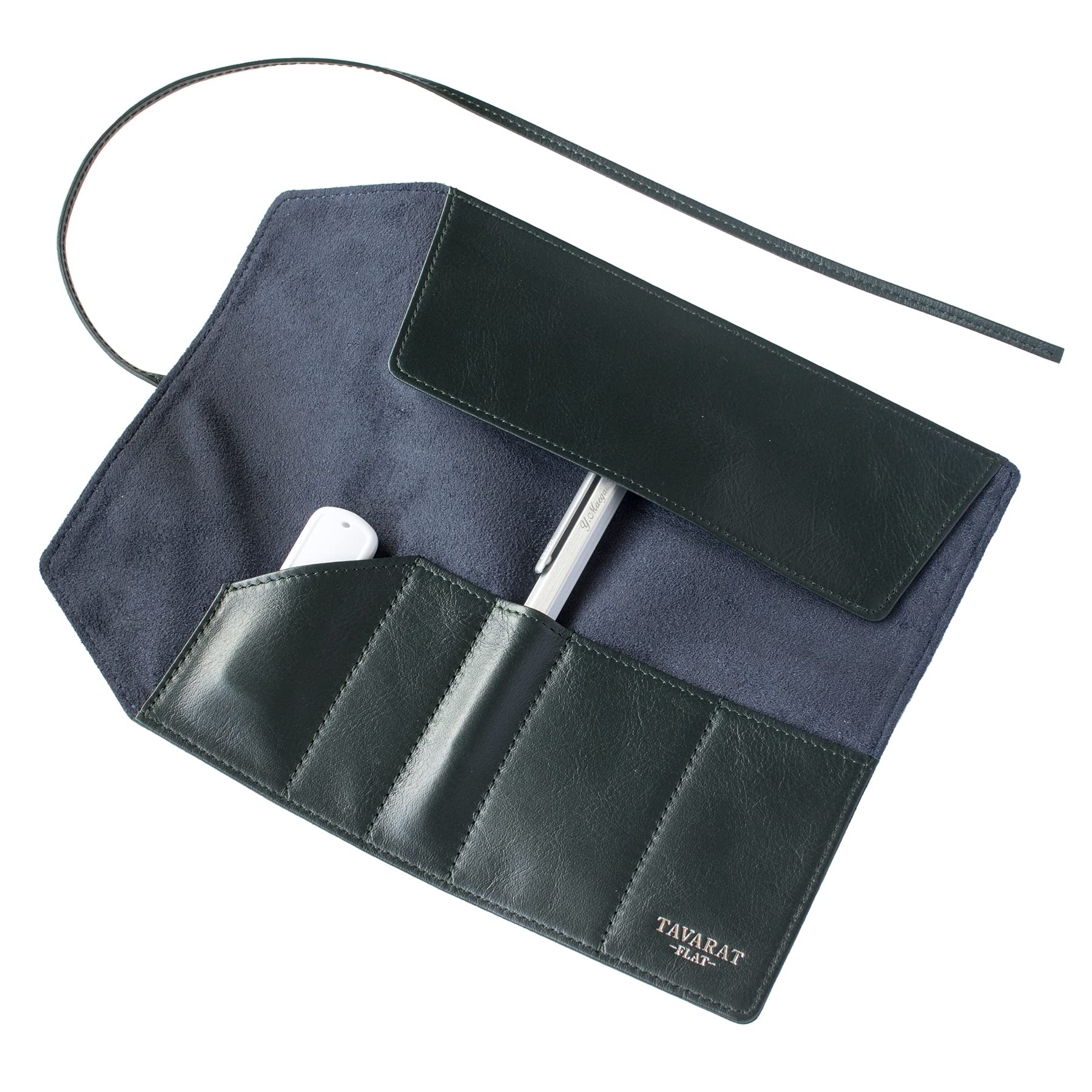 

Pencil Case for Genuine Roll Pen Flat Series [Tabarat] Men, Leather, Unisex, Case, (Черный зеленый)