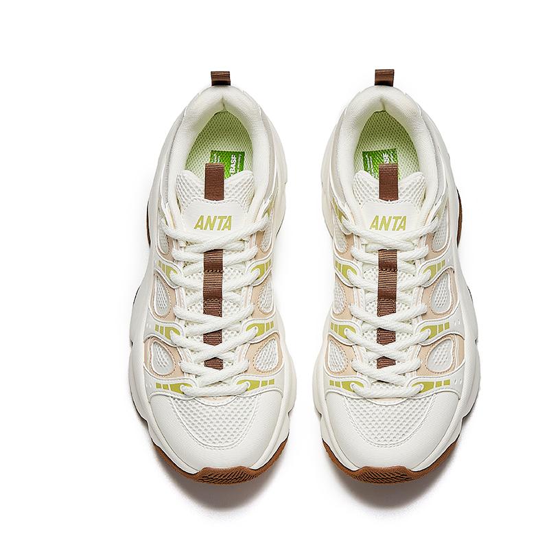 Anta Cotton Candy Synthetic Leather Sports Trend Low-Top Casual Shoes Women sneaker White Green 122628881-4