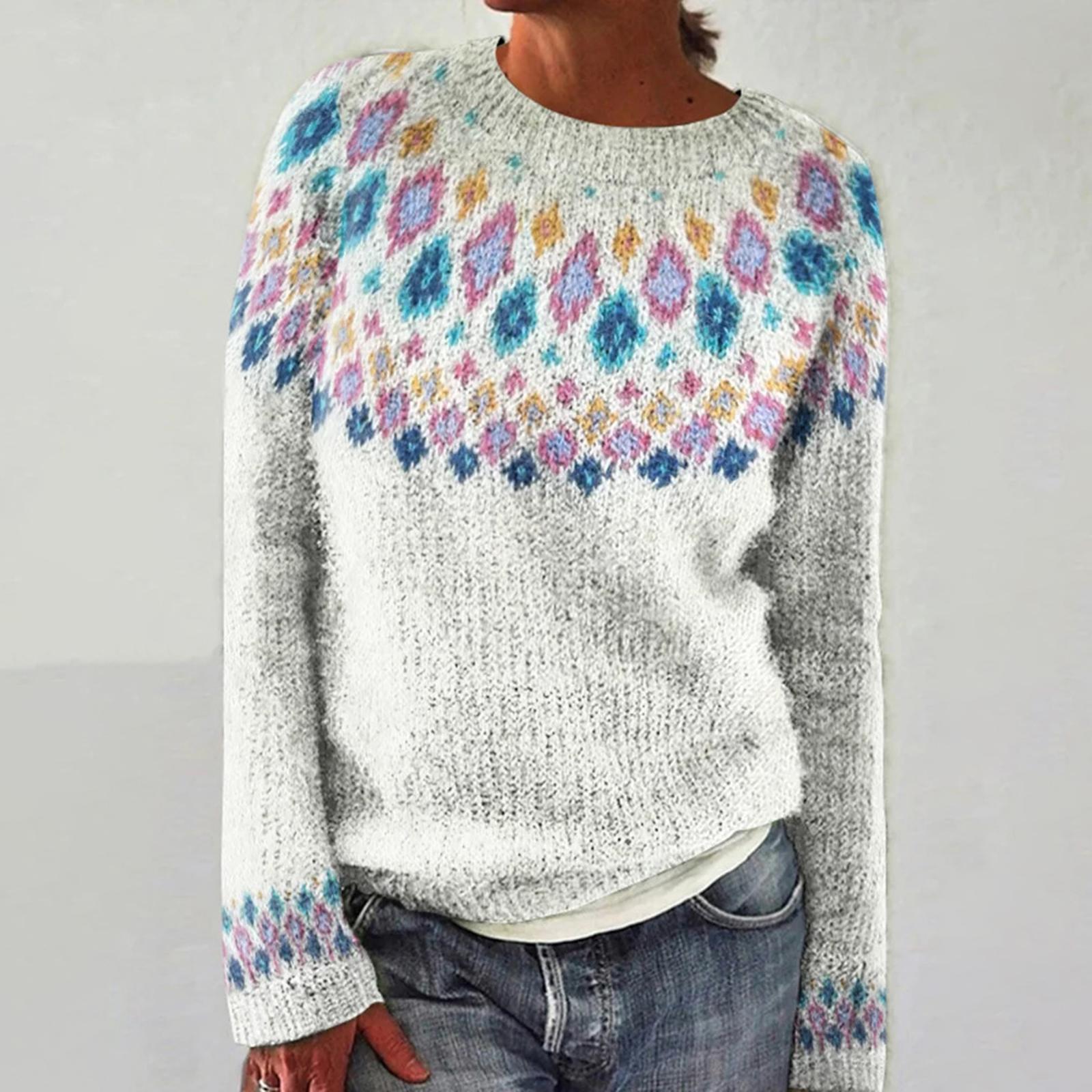 Ladies Fashion Sweater Round NeckLoose Pullover Long-sleeved Knitted Sweater XL 2990₽