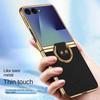 For Samsung Galaxy Z Flip 7 Case Luxury Litchi Leather Skin With Ring Protective Back Cover Case For Z Flip 7 Phone Shell