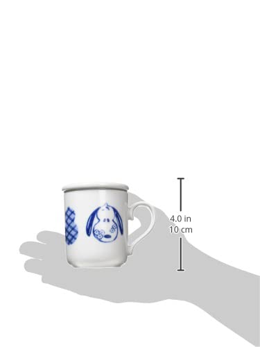 PEANUTS" Tea Mate Mug with Tea Strainer, Approx. 300ml, Japanese Pattern, Blue and White Gourd Design, Made in Japan, SN84-12