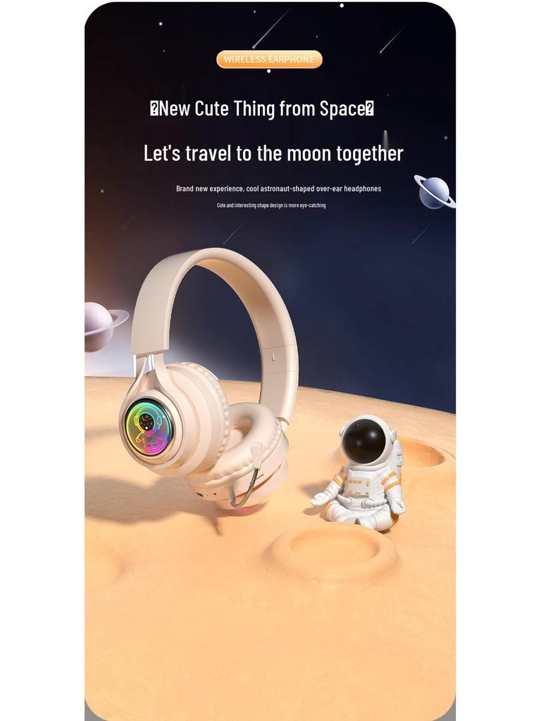 S5(M2) Astronaut Bluetooth Earbuds: Luminous Wireless Gaming Headphones with Heavy Bass