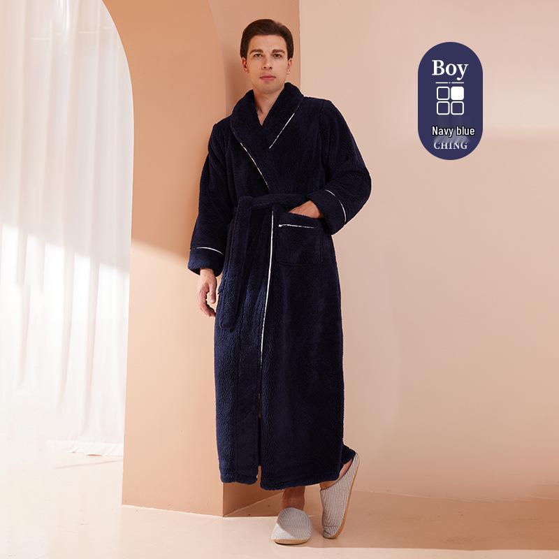 Mens & Womens Luxurious Extra Long Fleece Bathrobe - Thick, Plush, Plus Size Autumn/Winter Pajamas for Couples