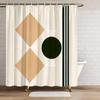 Geometric Shower Curtain Abstract Circles And Stripes Design Polyester Bath Curtain With Hooks For Modern Dec
