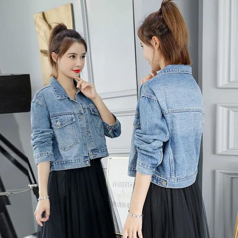 

Женская весенняя короткая повседневная джинсовая куртка, индивидуальный дизайн, простая куртка 3XL синий
