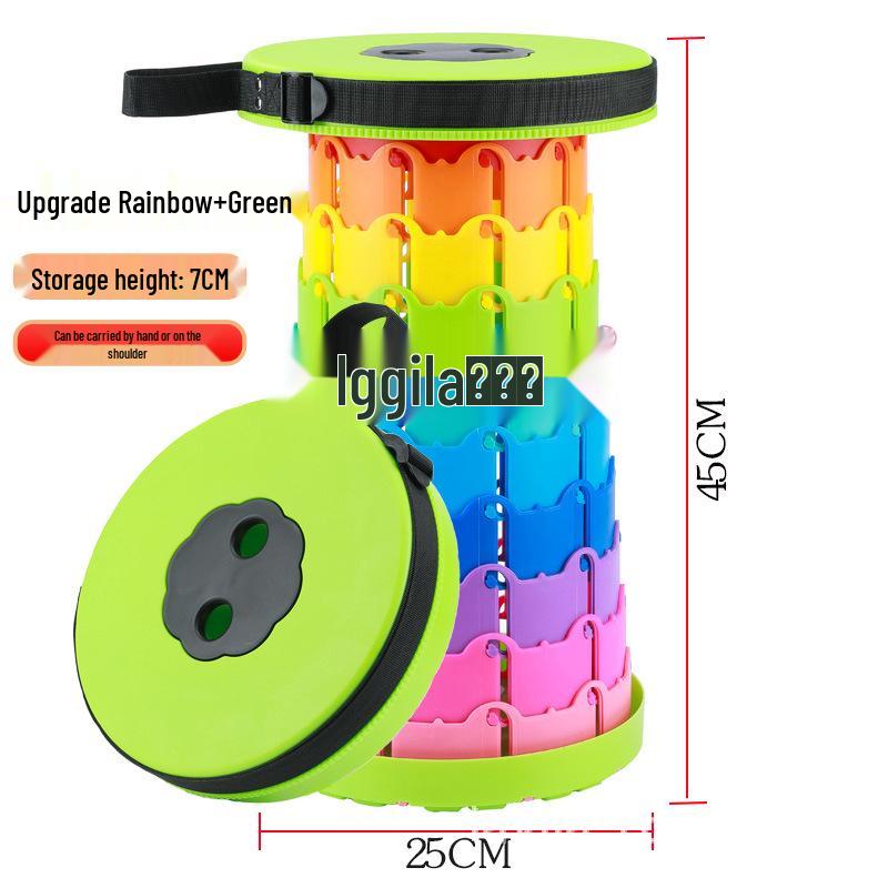Rainbow Telescopic Adjustable Folding Stool for Leisure, Fishing, and Household Use
