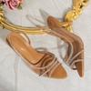 Summer Women Transparent Pointed Toe Thin Heel Sandals Natural Shiny Embellished High Heels
