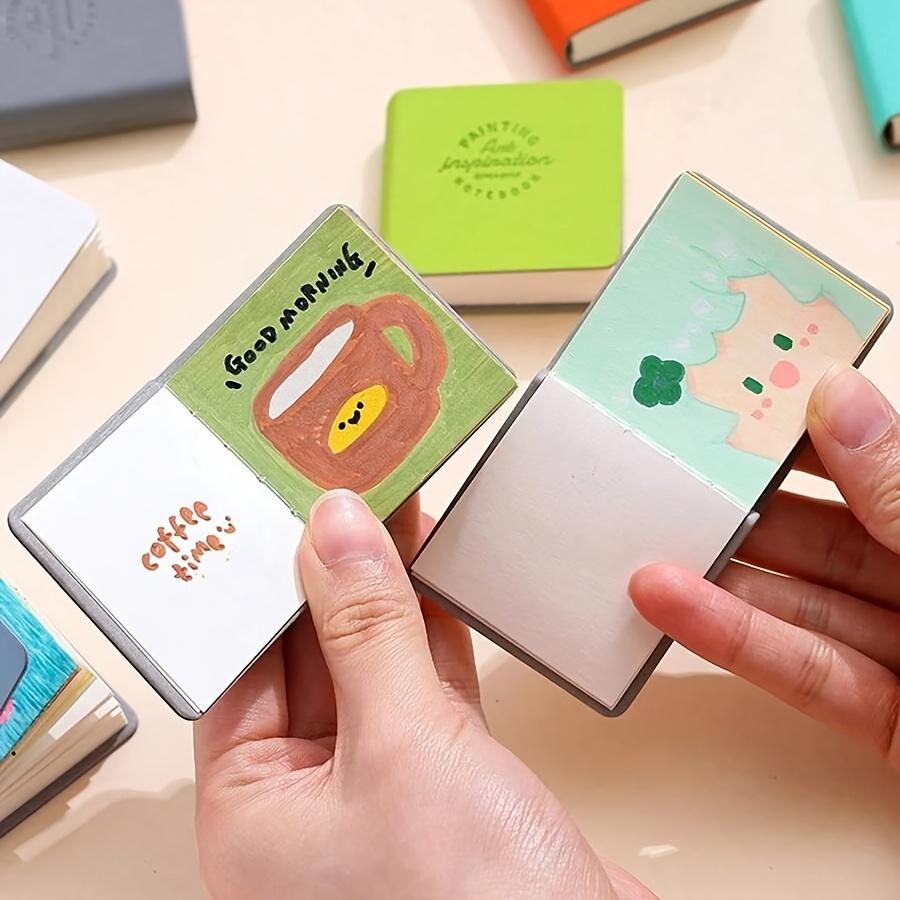 1pcs Mini Square Watercolor Sketchbooks,1.1x1.1inch, 18 Sheets/96 Pages Thick Paper, Faux Leather Cover - Art Painting Supplies