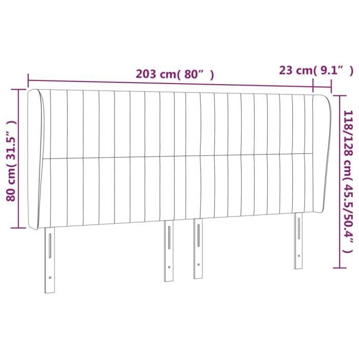 VidaXL Headboard with Ears Dark Brown 203x23x118-128 Cm Fabric3118219
