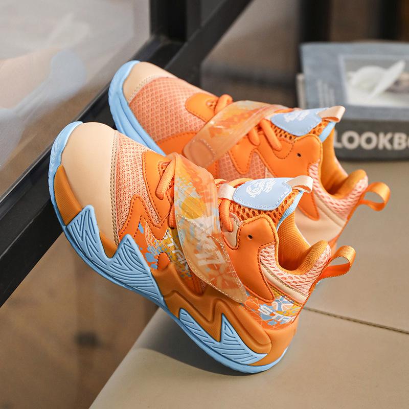 Children's Basketball Shoes Spring and Autumn Mesh Breathable New Boys' Primary School Students' Sports Shoes Boys' Wear-resistant Running Shoes