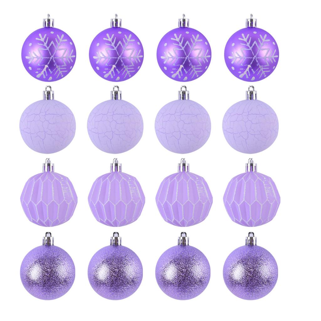 16Pieces Painted Christmas Ornament Set Colorful Christmas Sphere Baubles Ornament Set For Holiday Celebration