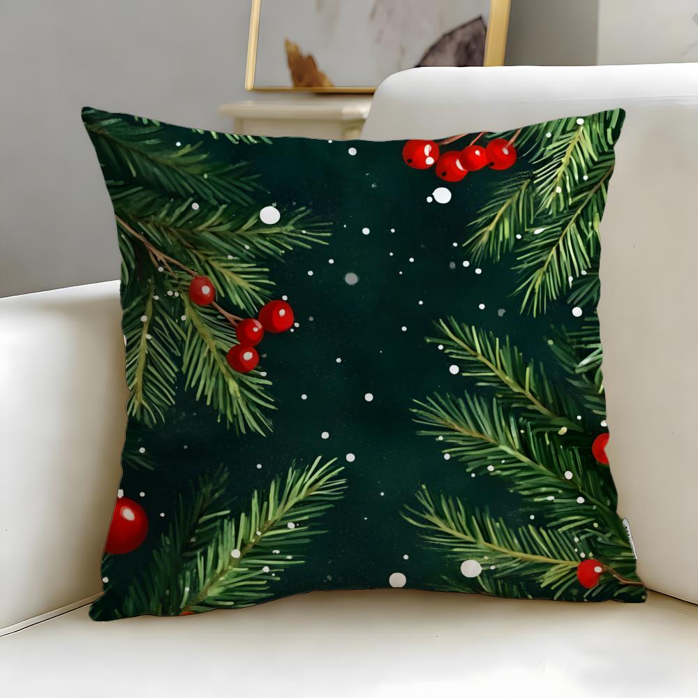 Classic Holiday Theme Christmas Cushion Cover Soft  EasyWash Pillow Case  Versatile for Couch Bed Travel and Office