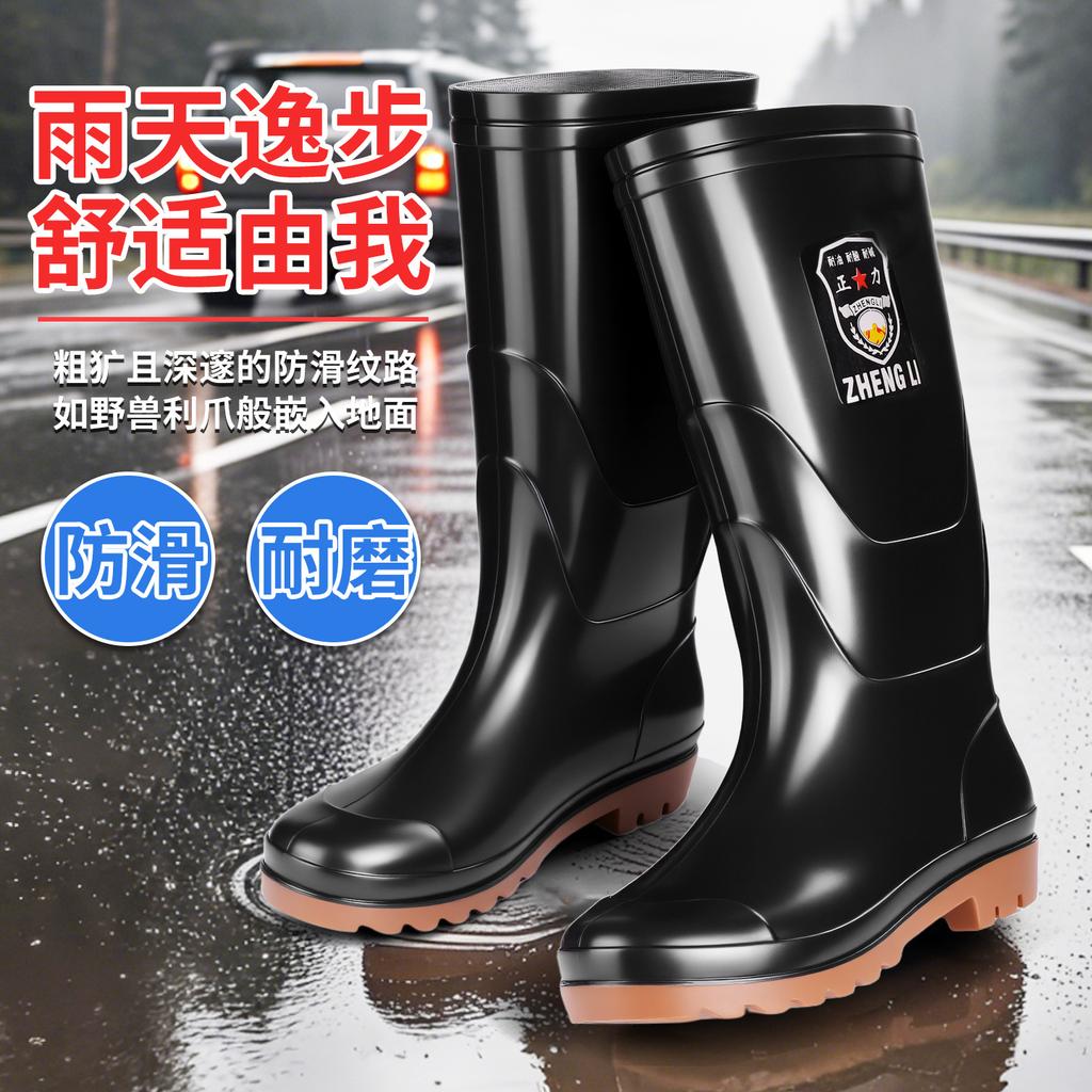New rain shoes men's fashion anti-tall tube men's new non-slip rain boots 36-52 extra large size
