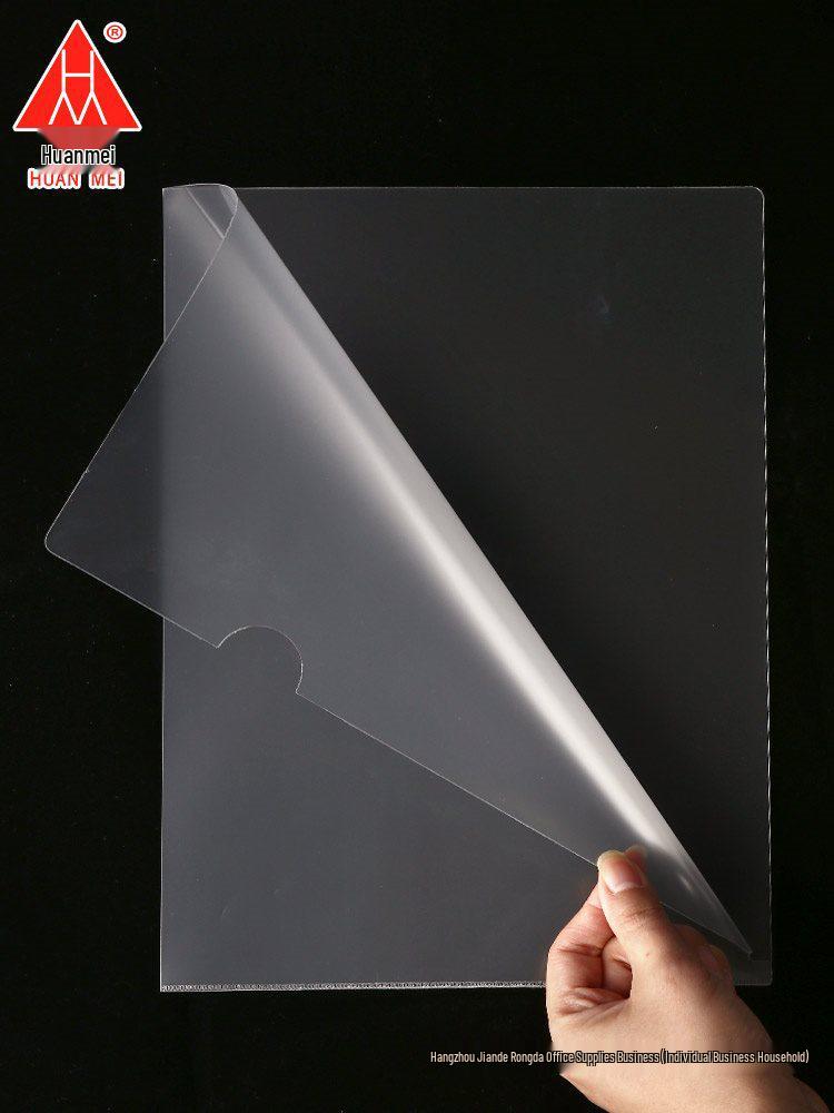 A4 Transparent L-Shaped Folder - Thickened Single-Page Sleeve and Organizer