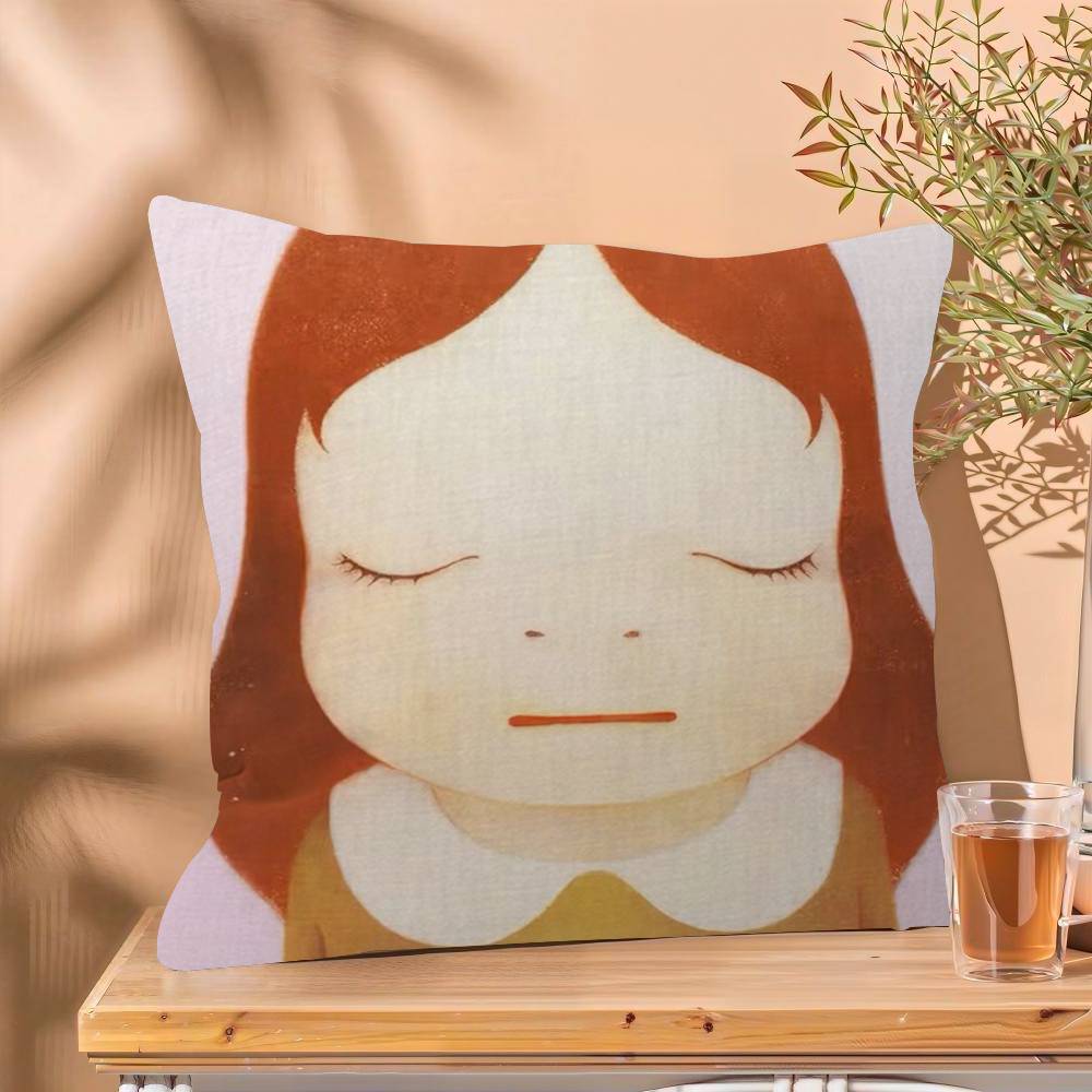 

Cartoon Japanese Sleepwalking Dolls Yoshitomo Nara Design Cushion Cover Happy Autumn Harvest decor Holiday Decorati Pillow Cover 30x30 cm