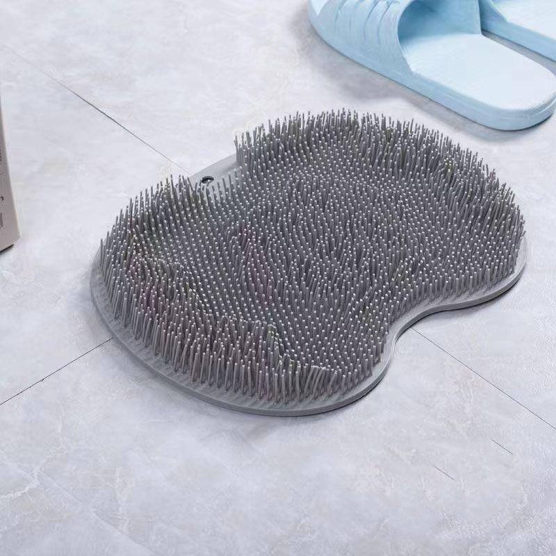 Silicone Massage Shower Mat Non-slip Wash Foot Pad Foot Exfoliating Bathroom Rub Back Brush with Sucker Bath Massage Brush Pad