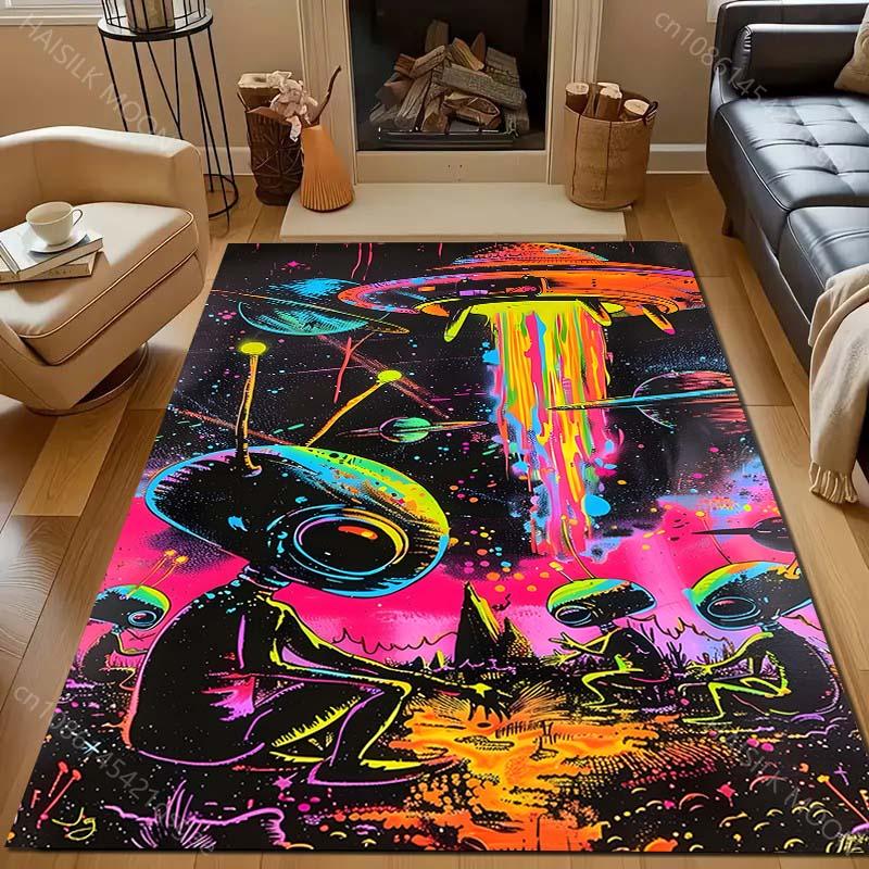 

1PC Aliens and UFO Printed Carpet for Bedroom Living Room Bedside Sofa Floor Mat Modern Home Decor Area Rug Machine Wash 40x60cm (16x24in)