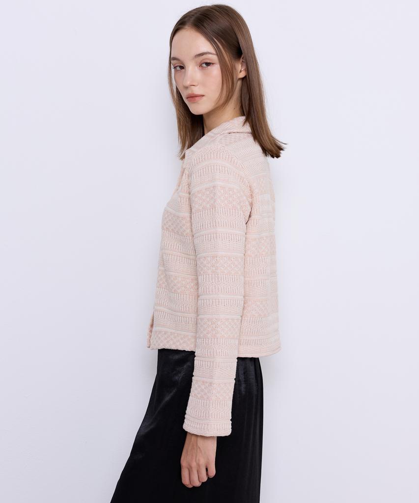 MANAVIS7 Slim Fit Crop Cardigan [Baby Pink]