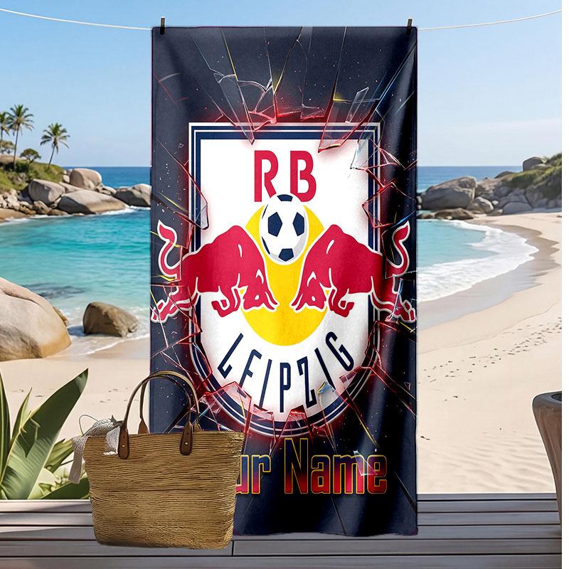 RB Leipzig FC Personalisiertes Bedrucktes Strandtuch Fußballlogo Unterstützung Benutzerdefinierter Name Text Absorbierendes Handtuch Für Sport Reisen Besonderes Geschenk