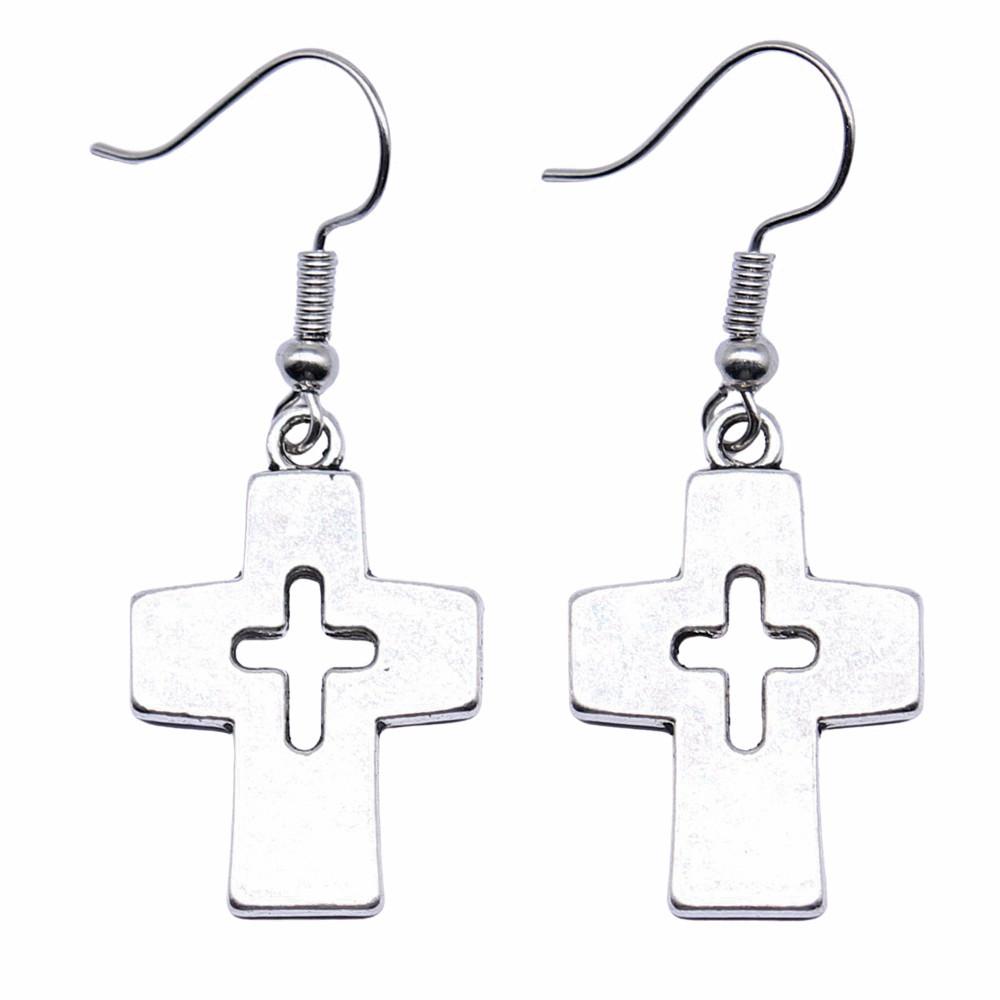 Cross Dangle Earrings Minimalist Gothic Christian Symbol Drop Earrings Girl Jewelry