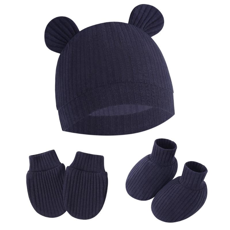 No Scratch Mittens Socks Nursery Hat Baby Mittens Cotton Gloves Hat Footwear Breathable Gloves for Boys Girls