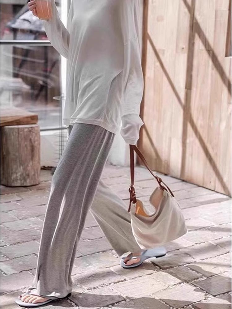 Summer Modal Wide-Leg Maternity Pants: Thin, Loose, Belly Support, Fashionable Casual Style